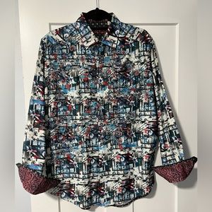 Robert graham white peacock design button down